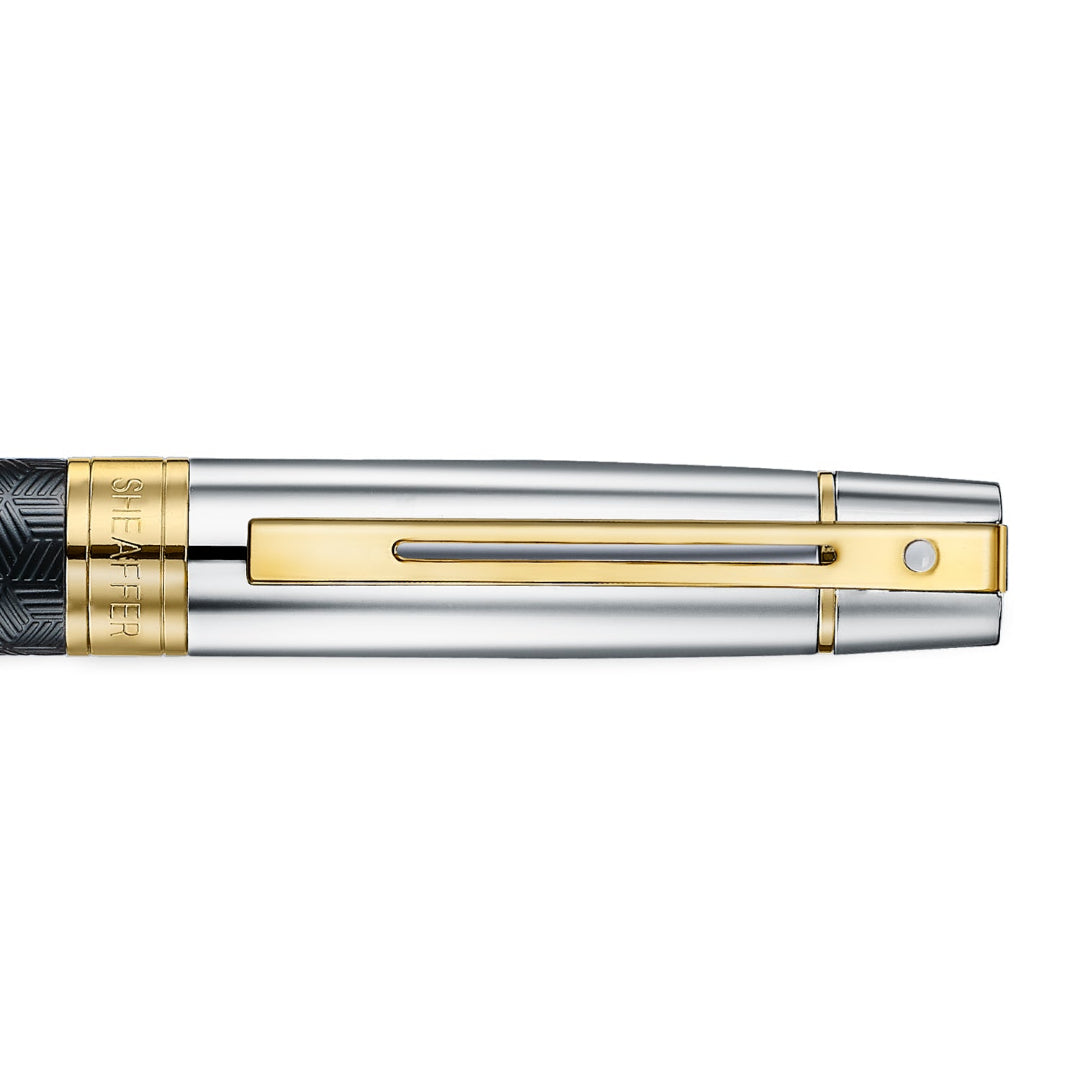 Sheaffer 300 Engraved Matte Black Ballpoint Pen With Chrome and Gold Trims clip details