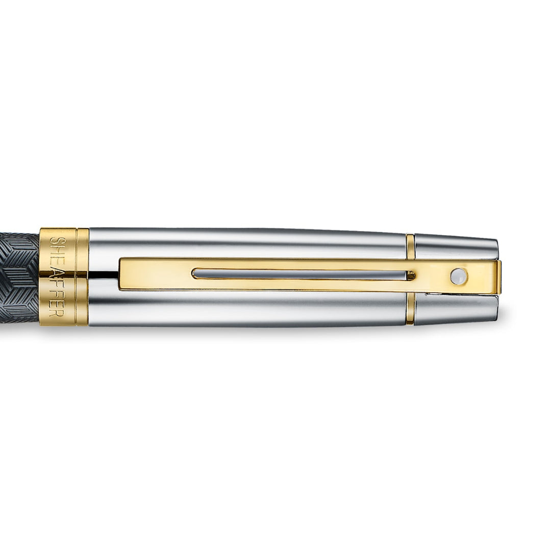Sheaffer 300 Engraved Matte Black Rollerball Pen With Chrome and Gold Trims clip details