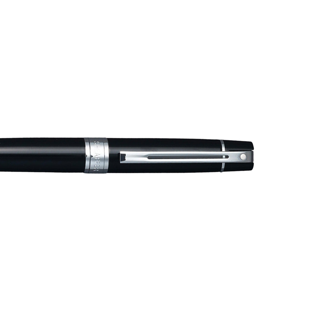 Sheaffer 300 Glossy Black Ballpoint Pen With Chrome Trims clip details