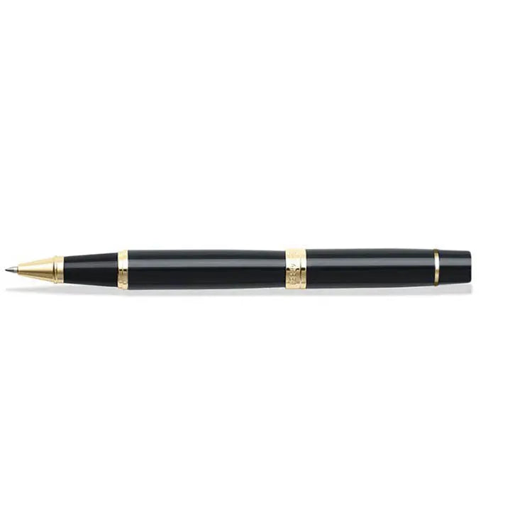 Sheaffer 300 Glossy Black Rollerball Pen With Gold Trims full side profile
