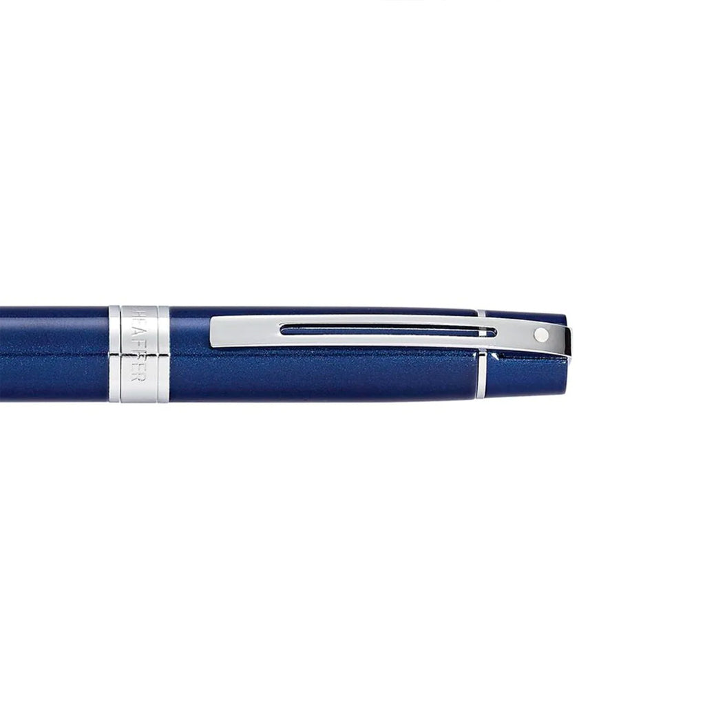 Sheaffer 300 Glossy Blue Ballpoint Pen With Chrome Trims clip details