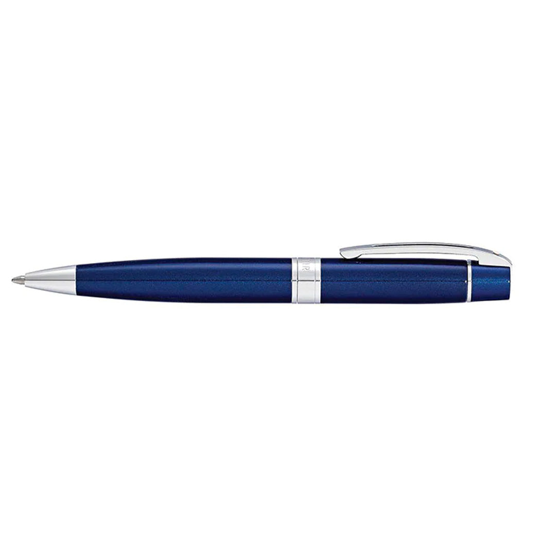 Sheaffer 300 Glossy Blue Ballpoint Pen With Chrome Trims side profile