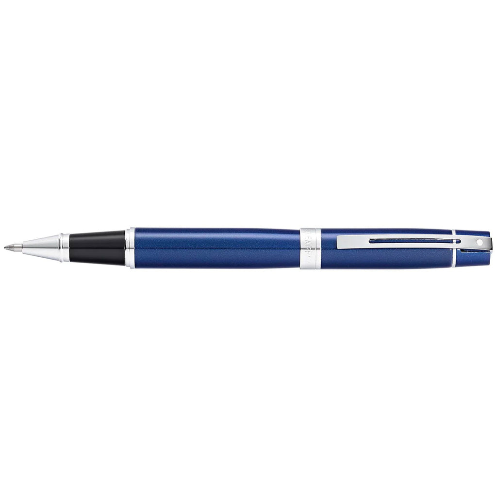 Sheaffer 300 Glossy Blue Rollerball Pen With Chrome Trims full side profile
