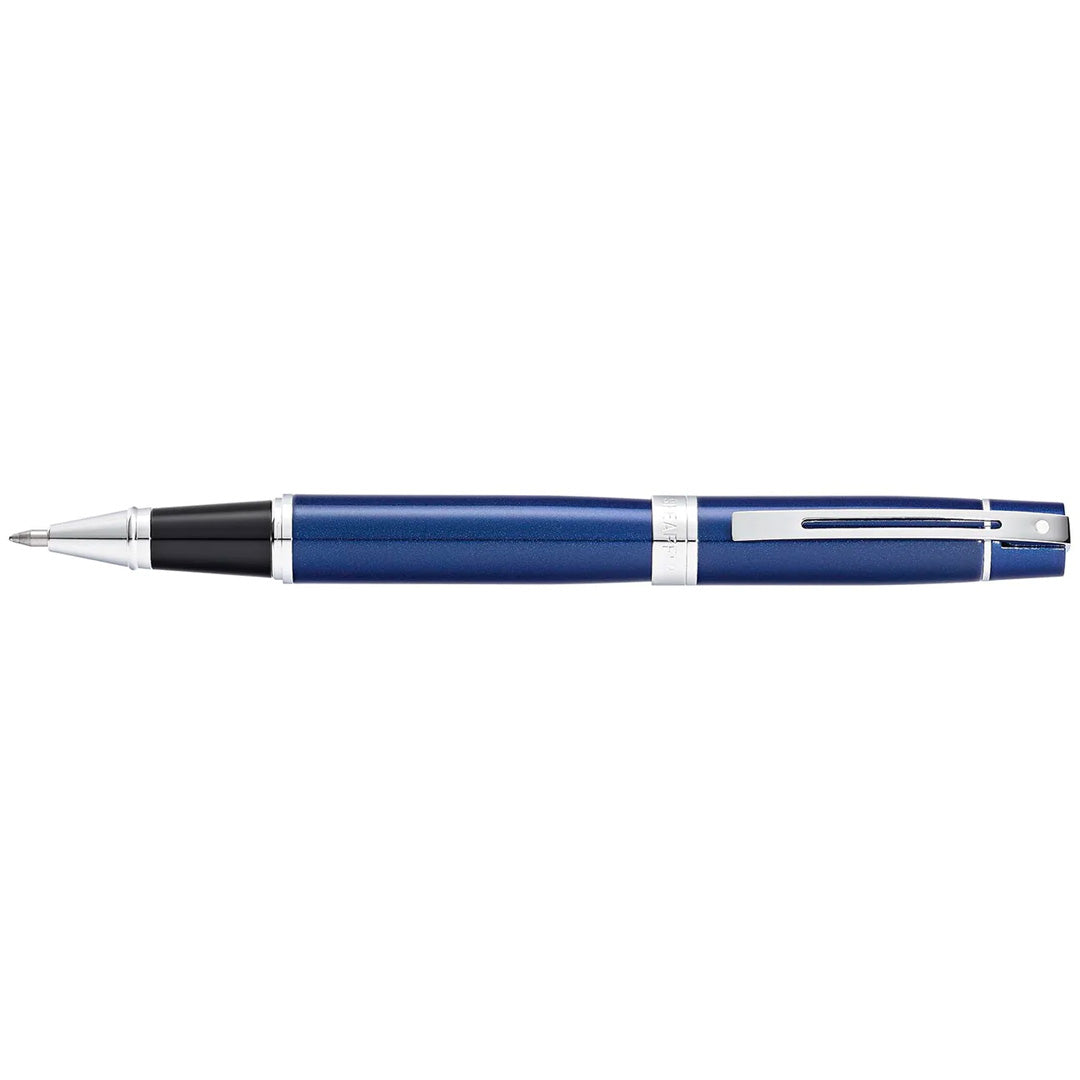 Sheaffer 300 Glossy Blue Rollerball Pen With Chrome Trims full side profile