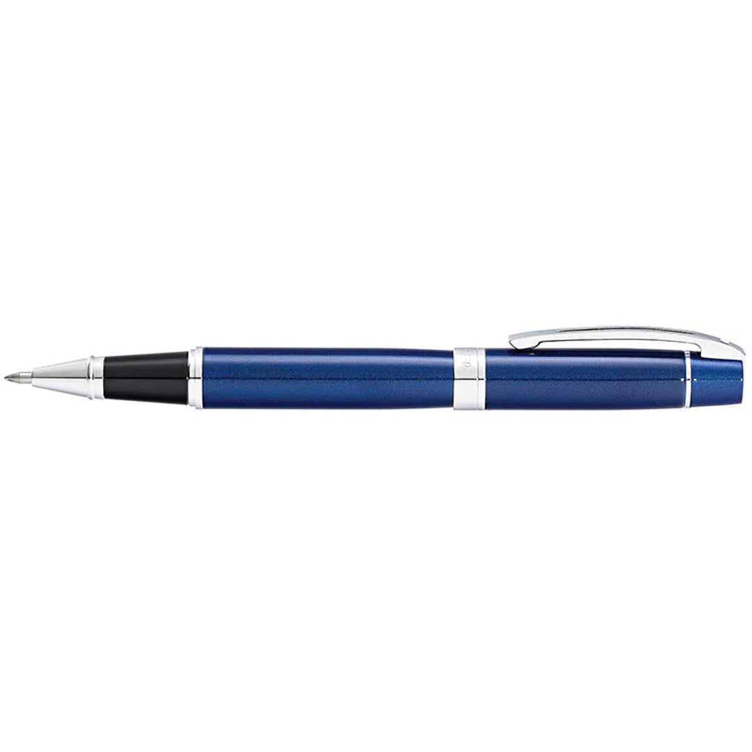 Sheaffer 300 Glossy Blue Rollerball Pen With Chrome Trims side profile