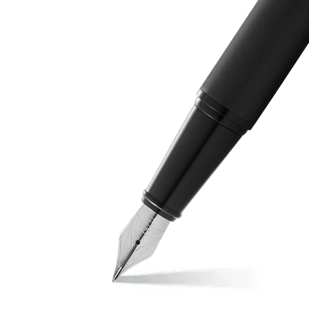 Sheaffer 300 Matte Black  Fountain Pen With Black Trims barrel and tip section