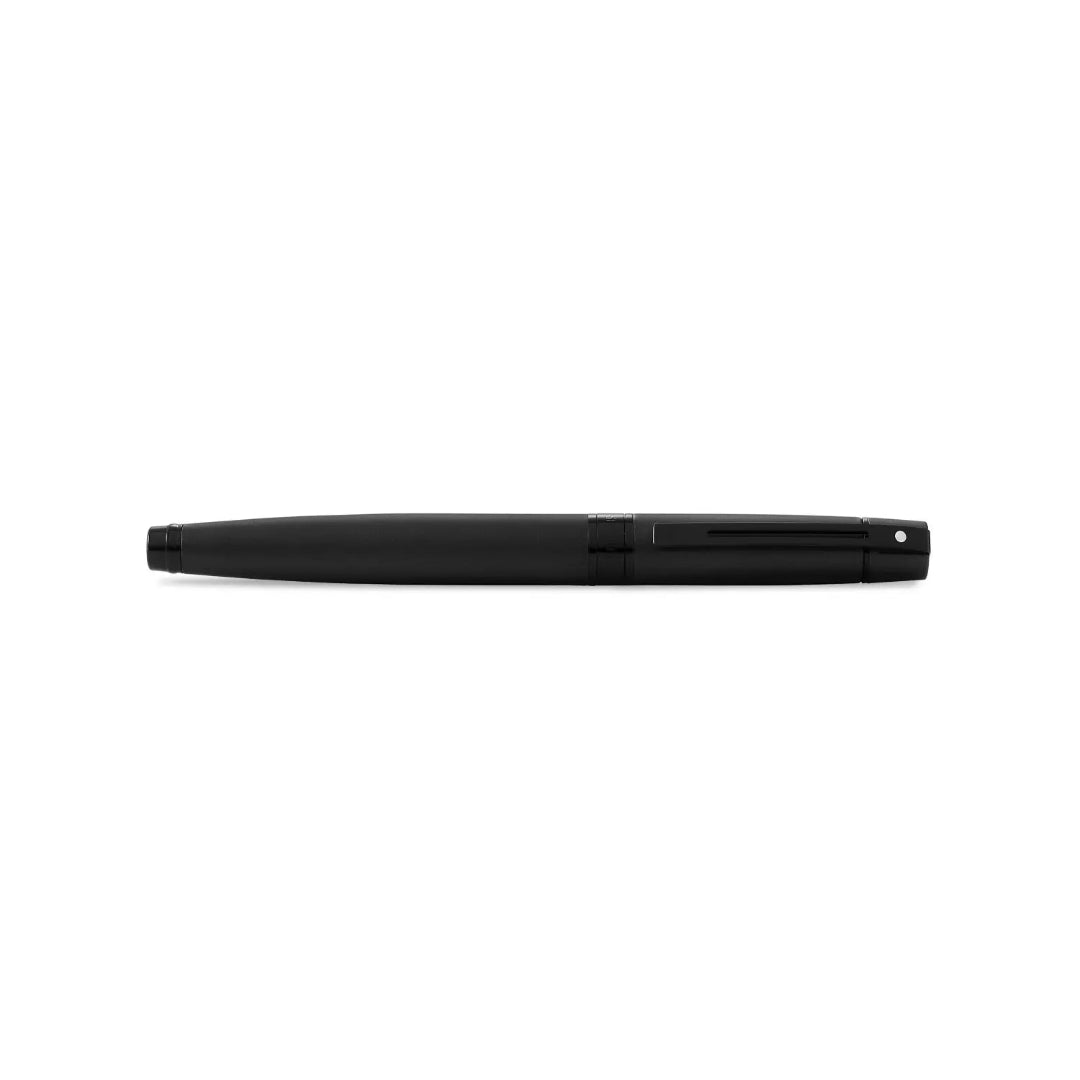 Sheaffer 300 Matte Black  Fountain Pen With Black Trims full side profile