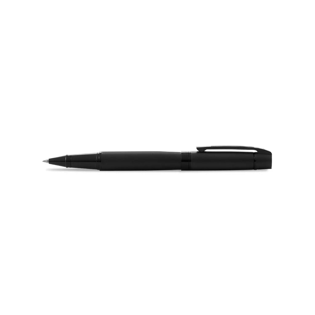 Sheaffer 300 Matte Black Rollerball Pen With Black Trims full side profile