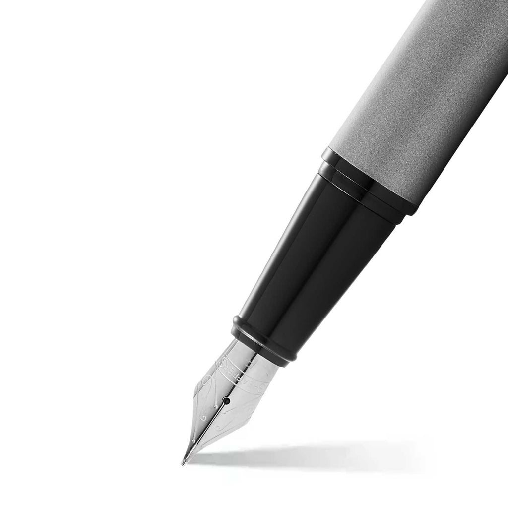 Sheaffer 300 Matte Gray Fountain Pen With Black Trims barrel and tip section
