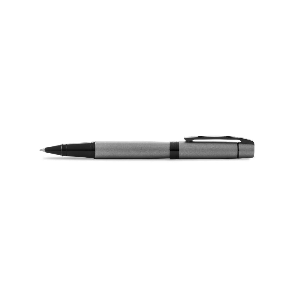 Sheaffer 300 Matte Gray Rollerball Pen With Black Trims full side profile