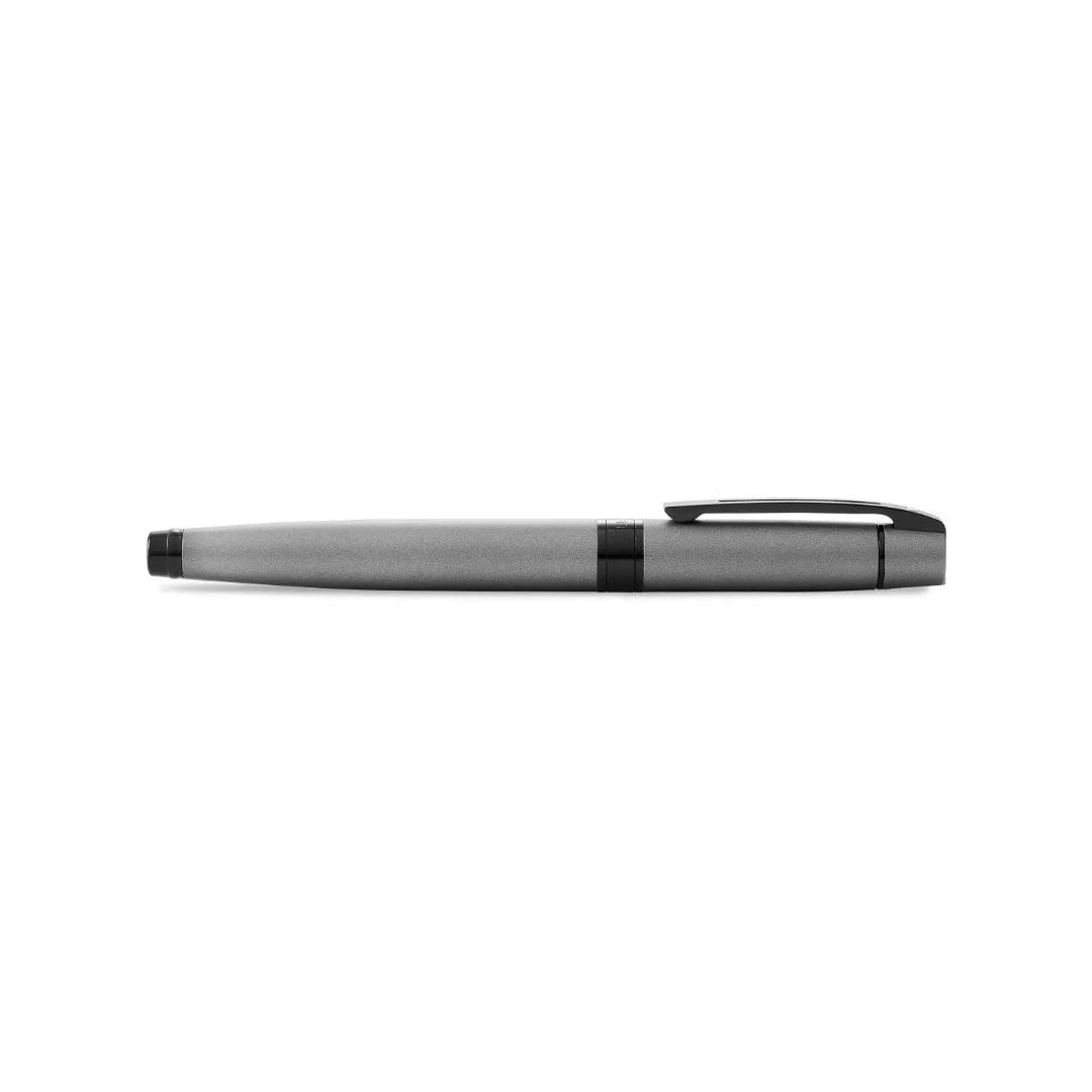 Sheaffer 300 Matte Gray Rollerball Pen With Black Trims full side view