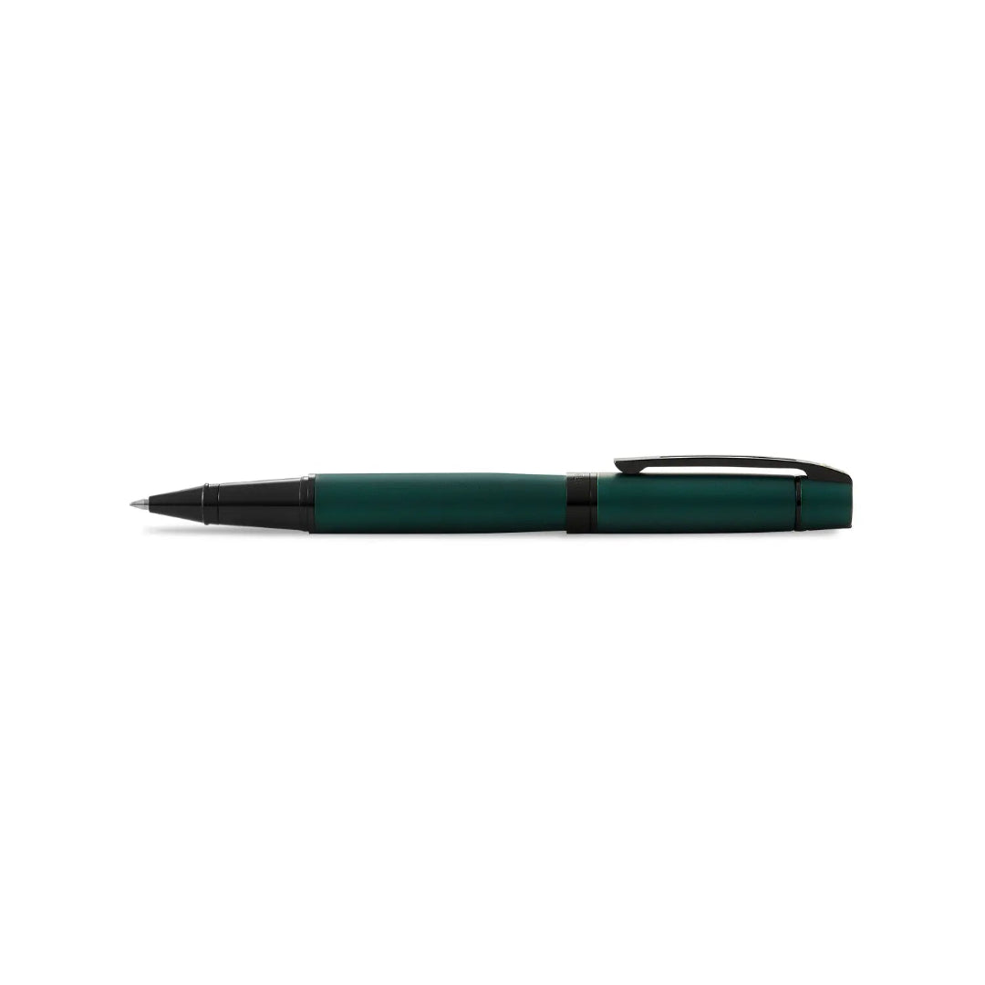 Sheaffer 300 Matte Green Rollerball Pen With Black Trims full side profile