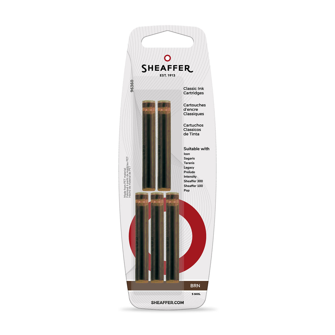 Sheaffer Classic Ink Cartridge (Pack of 5) in brown