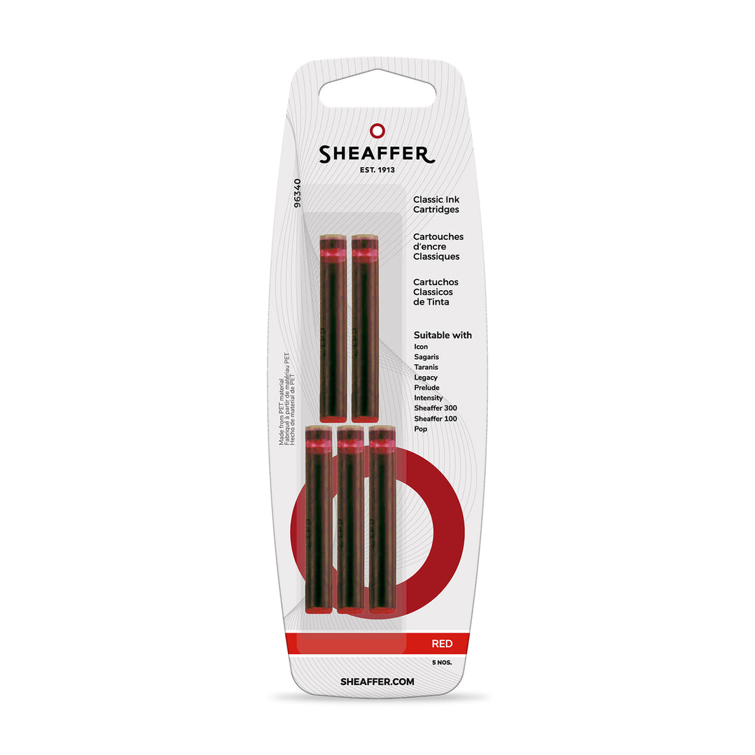 Sheaffer Classic Ink Cartridge (Pack of 5) in red