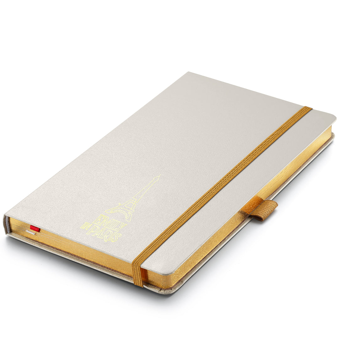 Sheaffer Emily in Paris Medium Journal 90 GSM Ink Friendly Paper with Embossed Eiffel Tower - Beige flatlay