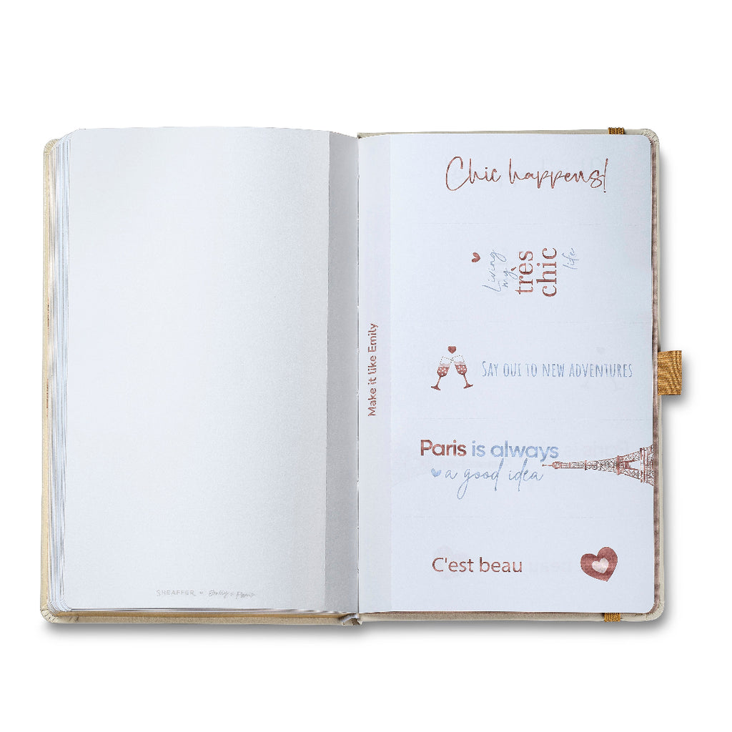 Sheaffer Emily in Paris Medium Journal 90 GSM Ink Friendly Paper with Embossed Eiffel Tower - Beige make it like emily