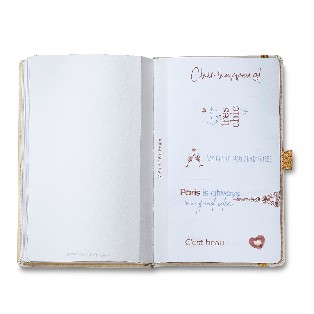 Sheaffer Emily in Paris Medium Journal 90 GSM Ink Friendly Paper with Embossed Eiffel Tower - Beige make it like emily