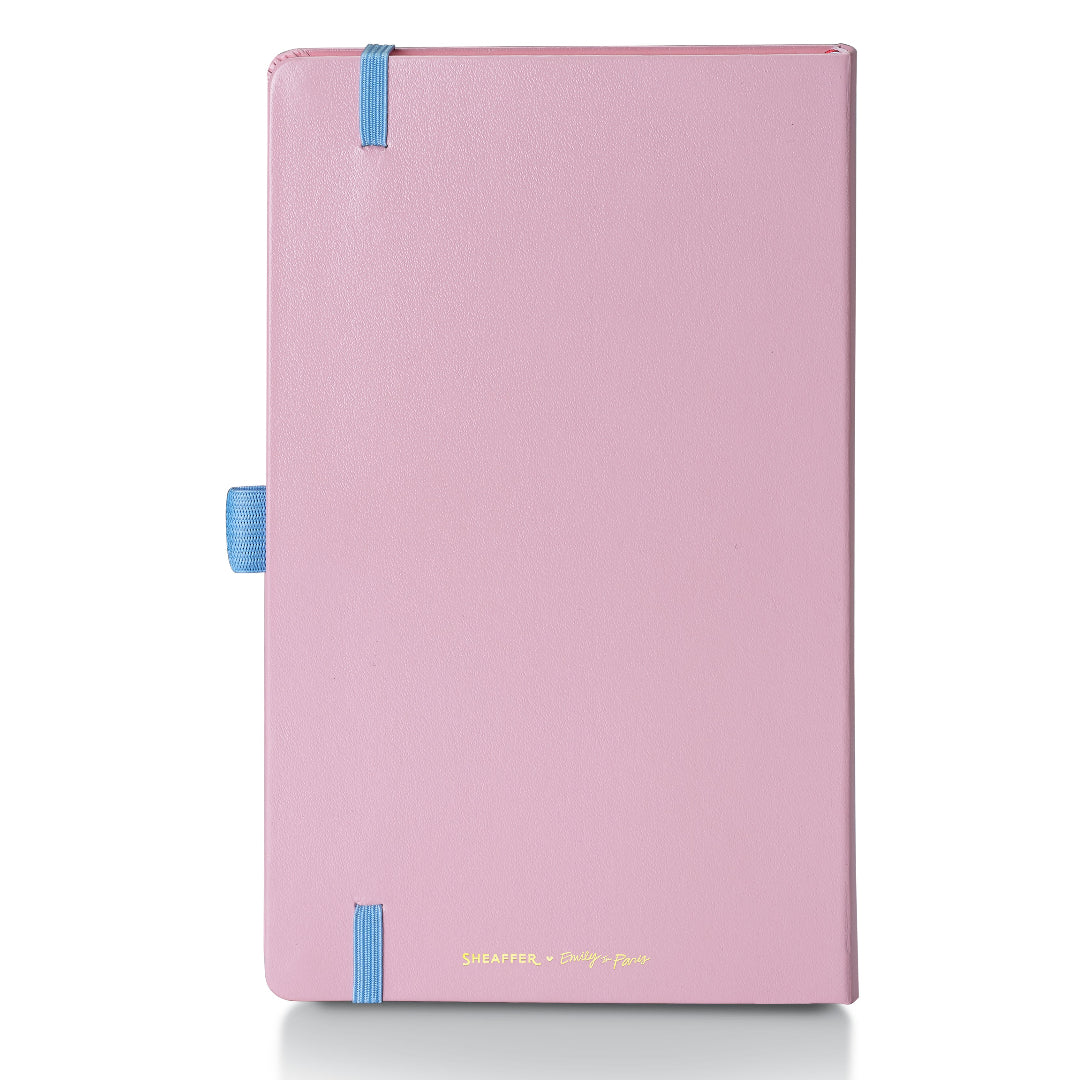 Sheaffer Emily in Paris Medium Journal 90 GSM Ink Friendly Paper with Embossed Eiffel Tower - Pink back view