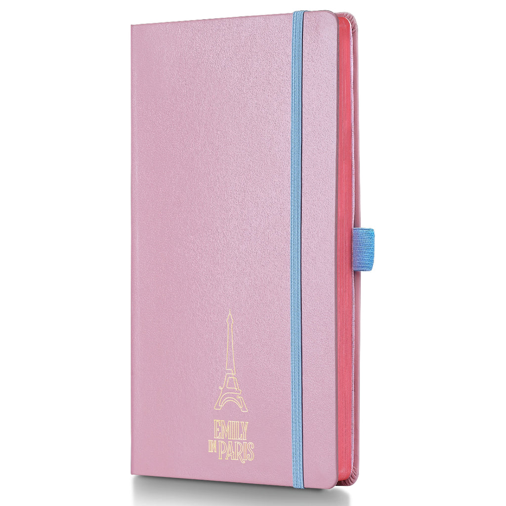 Sheaffer Emily in Paris Medium Journal 90 GSM Ink Friendly Paper with Embossed Eiffel Tower - Pink side view