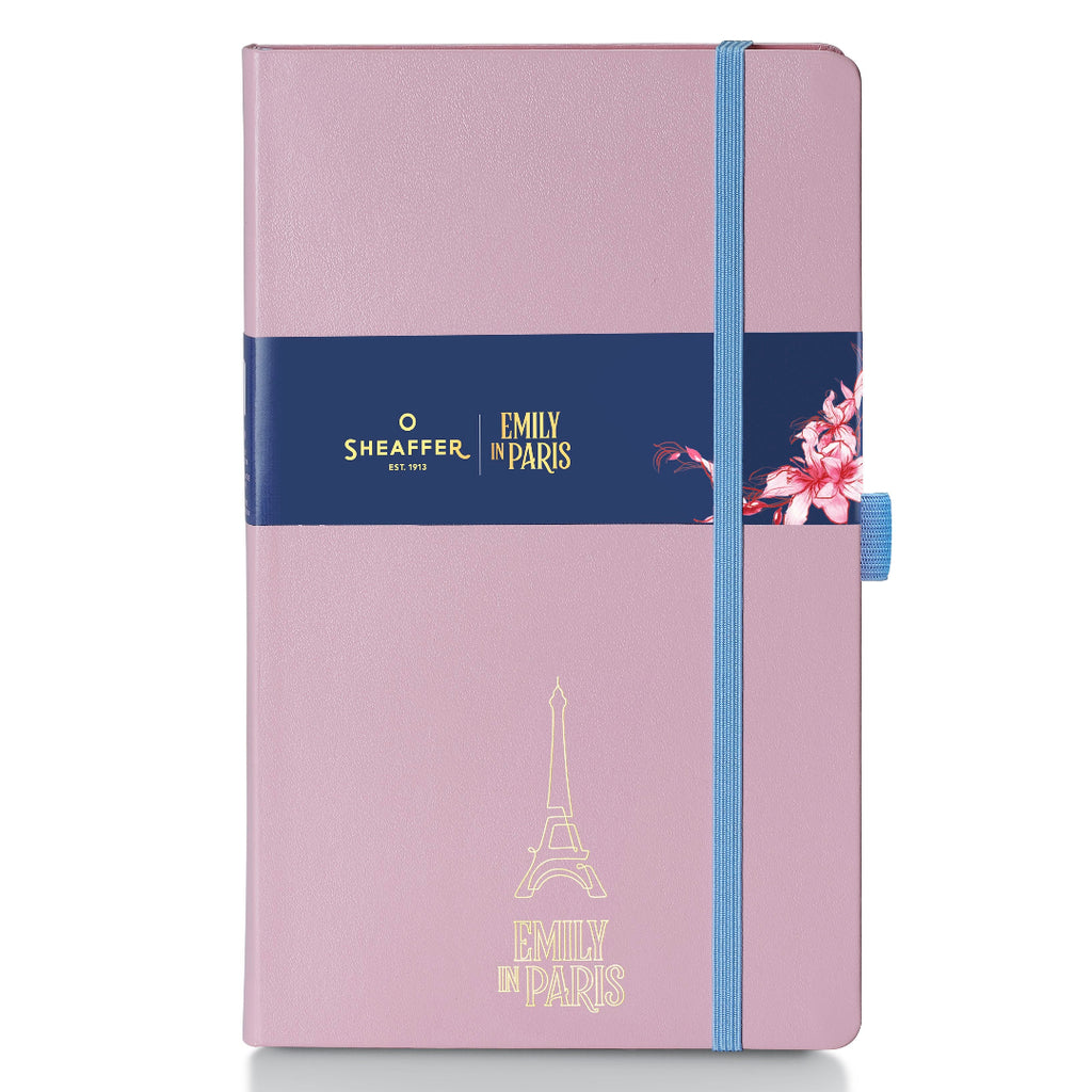 Sheaffer Emily in Paris Medium Journal 90 GSM Ink Friendly Paper with Embossed Eiffel Tower - Pink with bellyband