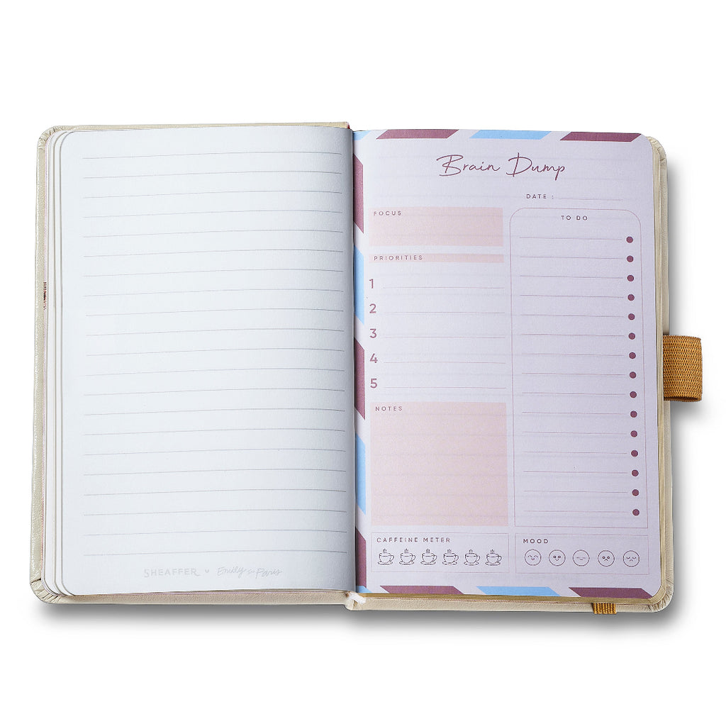 Sheaffer Emily in Paris Small Journal 90 GSM Ink Friendly Paper with Embossed Eiffel Tower - Beige brain dump page