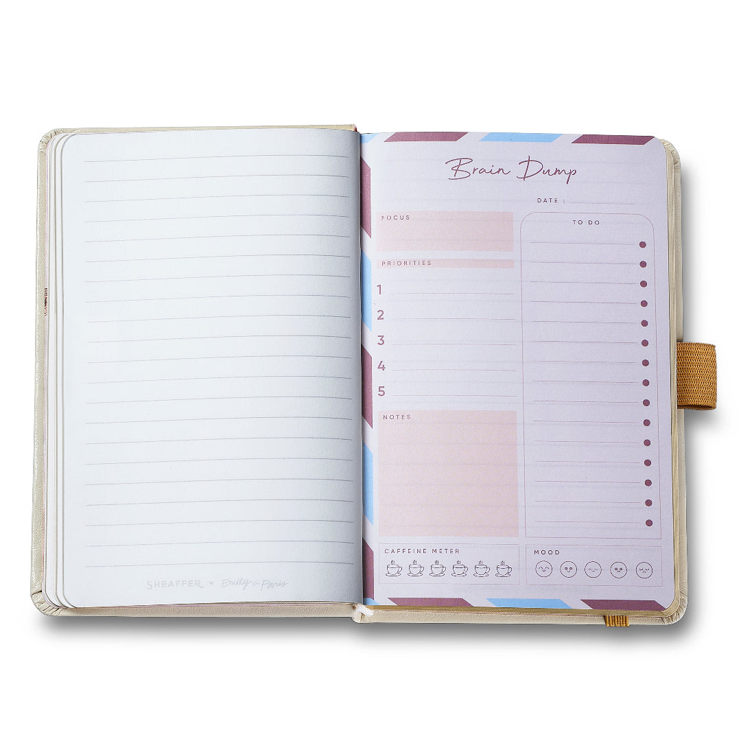 Sheaffer Emily in Paris Small Journal 90 GSM Ink Friendly Paper with Embossed Eiffel Tower - Beige brain dump page