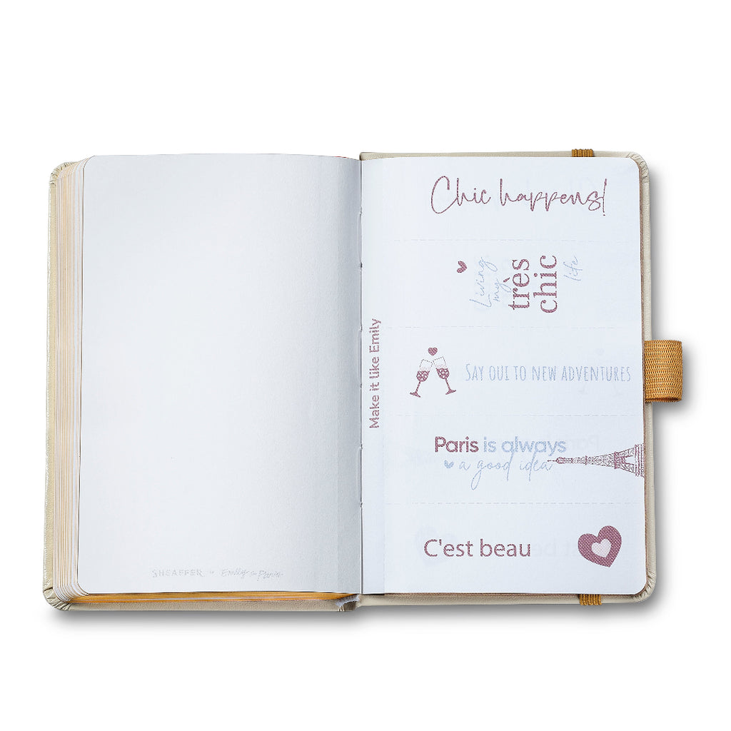 Sheaffer Emily in Paris Small Journal 90 GSM Ink Friendly Paper with Embossed Eiffel Tower - Beige make it like emily