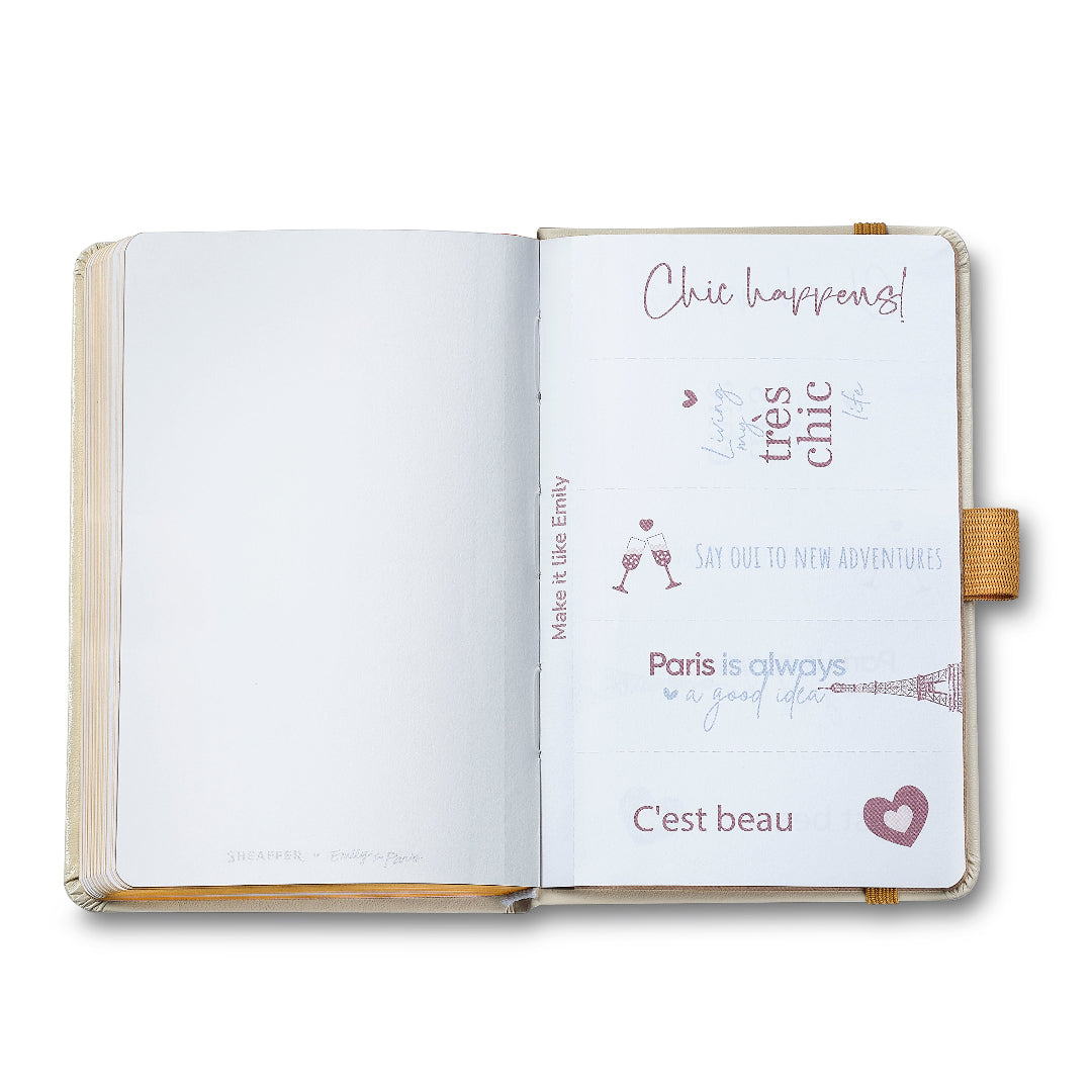 Sheaffer Emily in Paris Small Journal 90 GSM Ink Friendly Paper with Embossed Eiffel Tower - Beige make it like emily
