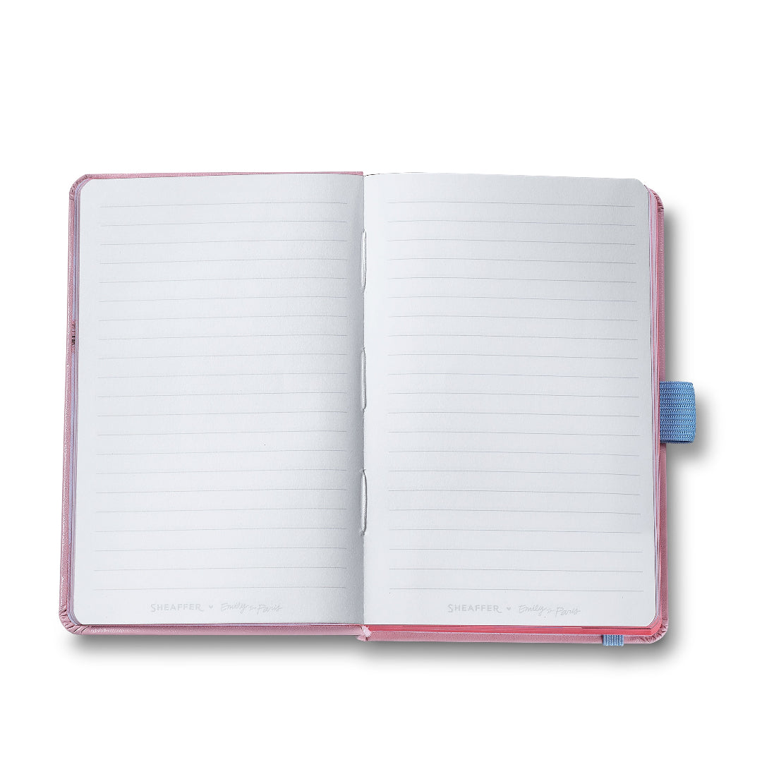 Sheaffer Emily in Paris Small Journal 90 GSM Ink Friendly Paper with Embossed Eiffel Tower - Pink lined pages