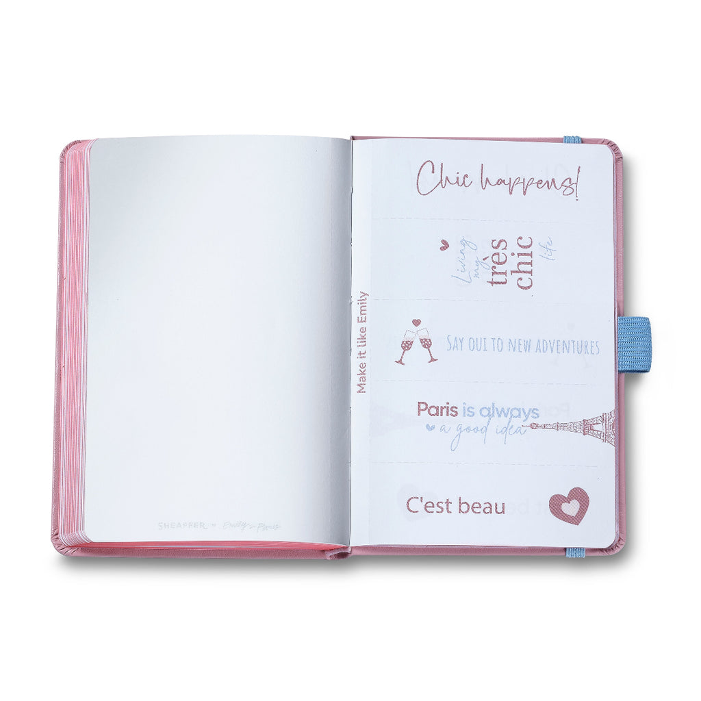 Sheaffer Emily in Paris Small Journal 90 GSM Ink Friendly Paper with Embossed Eiffel Tower - Pink make it like emily