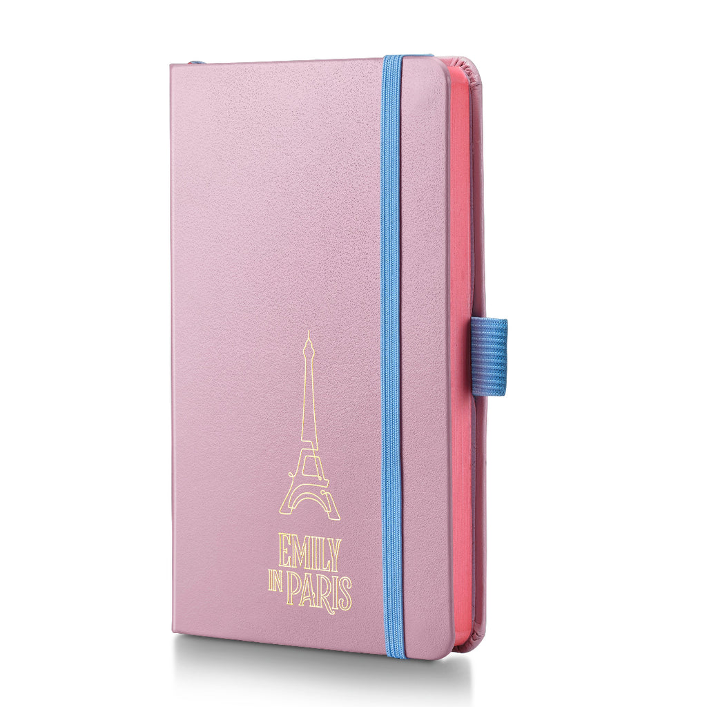 Sheaffer Emily in Paris Small Journal 90 GSM Ink Friendly Paper with Embossed Eiffel Tower - Pink side view