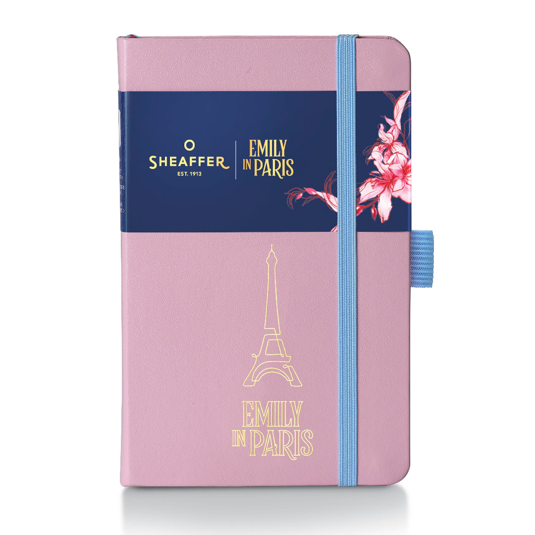 Sheaffer Emily in Paris Small Journal 90 GSM Ink Friendly Paper with Embossed Eiffel Tower - Pink with bellyband