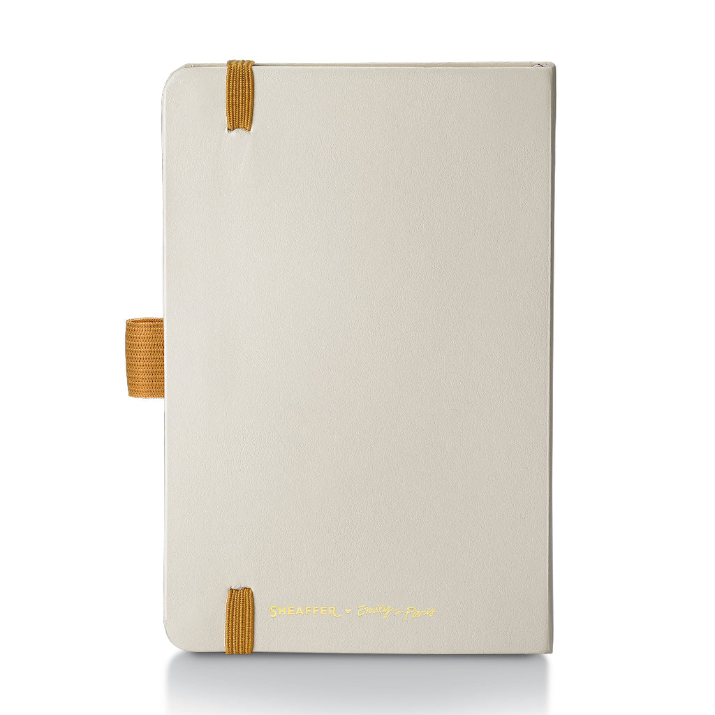 Sheaffer Gift Set ft. 100 Emily in Paris 9377 Champagne Gold Ballpoint Pen with Champagne Gold Trims and Hardbound Small Notebook back view