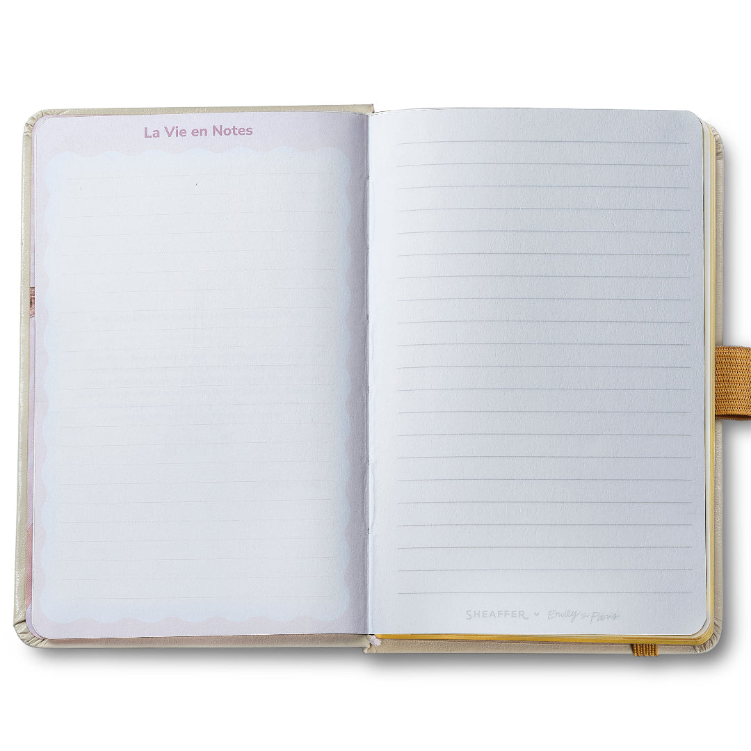 Sheaffer Gift Set ft. 100 Emily in Paris 9377 Champagne Gold Ballpoint Pen with Champagne Gold Trims and Hardbound Small Notebook la vie en notes
