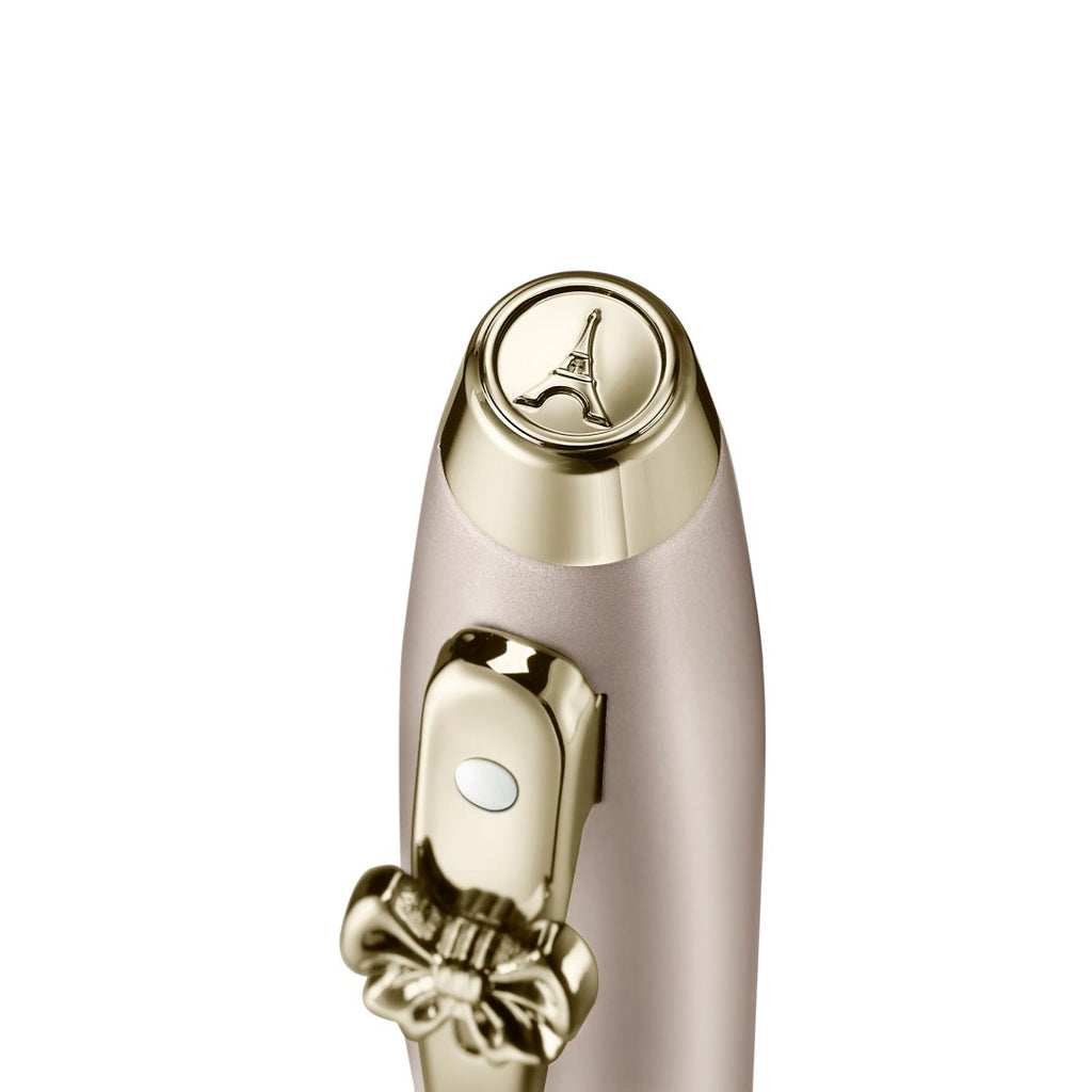 Sheaffer Gift Set ft. 100 Emily in Paris 9377 Champagne Gold Ballpoint Pen with Champagne Gold Trims and Hardbound Small Notebook pen cap details