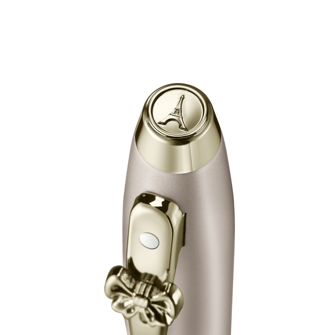 Sheaffer Gift Set ft. 100 Emily in Paris 9377 Champagne Gold Ballpoint Pen with Champagne Gold Trims and Hardbound Small Notebook pen cap details