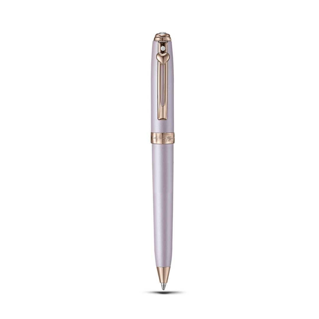 Sheaffer Gift Set ft - Emily in Paris Prelude Mini 9810 Pastel Pink Ballpoint Pen with Swarovski Crystal and Full-Grain Leather Credit Card Holder pen full upright front view