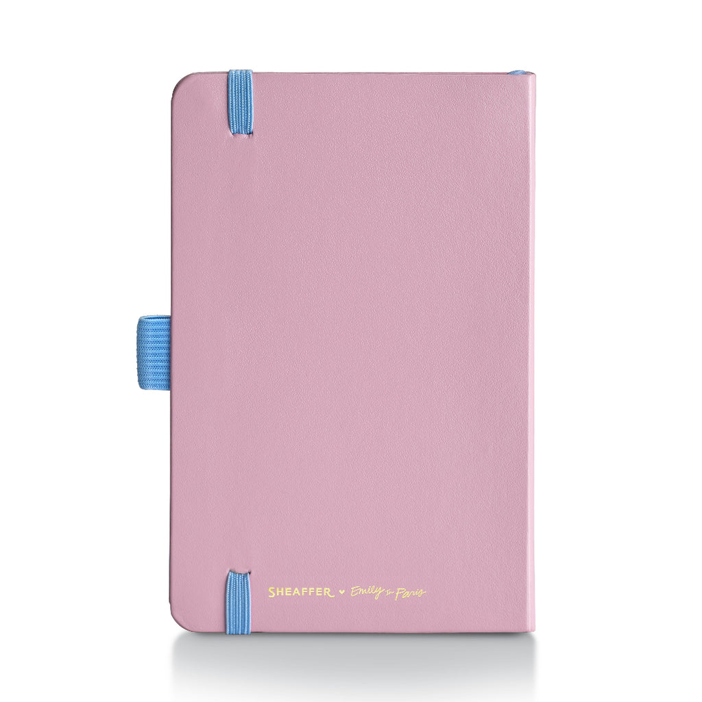 Sheaffer Gift Set ft Emily in Paris Prelude Mini 9810 Pastel Pink Ballpoint Pen with Swarovski Crystal and Hardbound Small Notebook back view