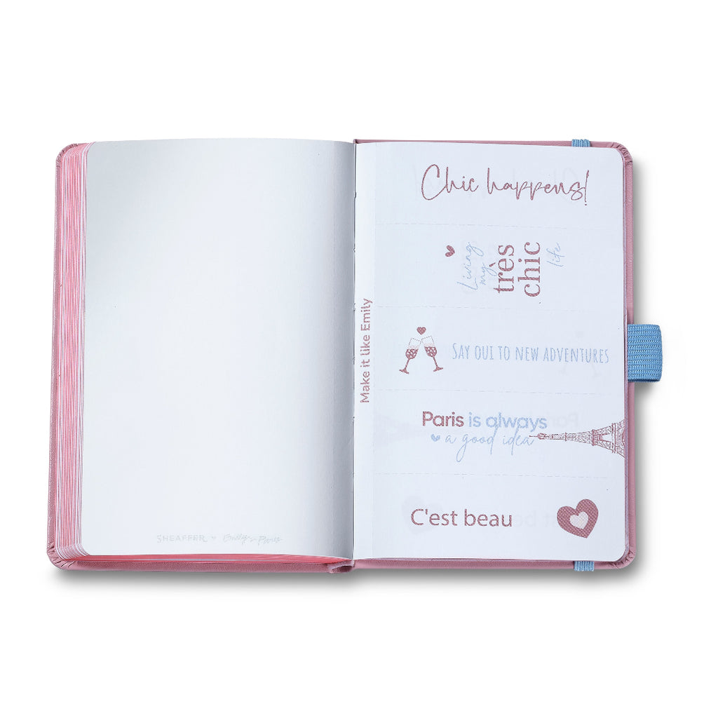 Sheaffer Gift Set ft Emily in Paris Prelude Mini 9810 Pastel Pink Ballpoint Pen with Swarovski Crystal and Hardbound Small Notebook make it like emily