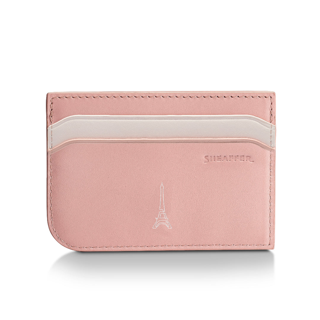 Sheaffer Gift Set ft. Emily in Paris Sentinel 321 Pink Matte Finish Ballpoint Pen with Chrome Trims and Full-Grain Leather Credit Card Holder back view