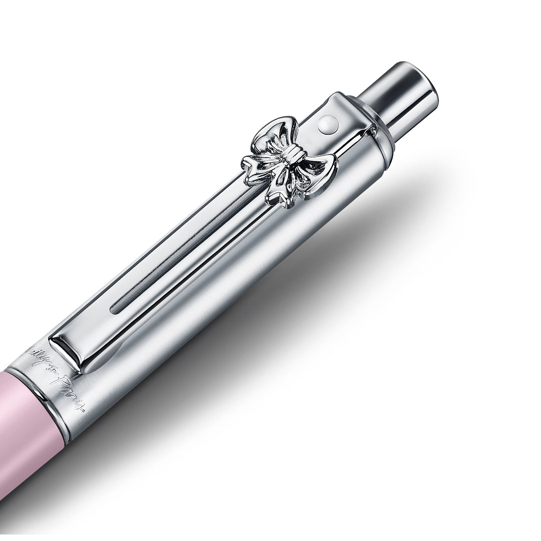 Sheaffer Gift Set ft. Emily in Paris Sentinel 321 Pink Matte Finish Ballpoint Pen with Chrome Trims and Full-Grain Leather Credit Card Holder pen clip details