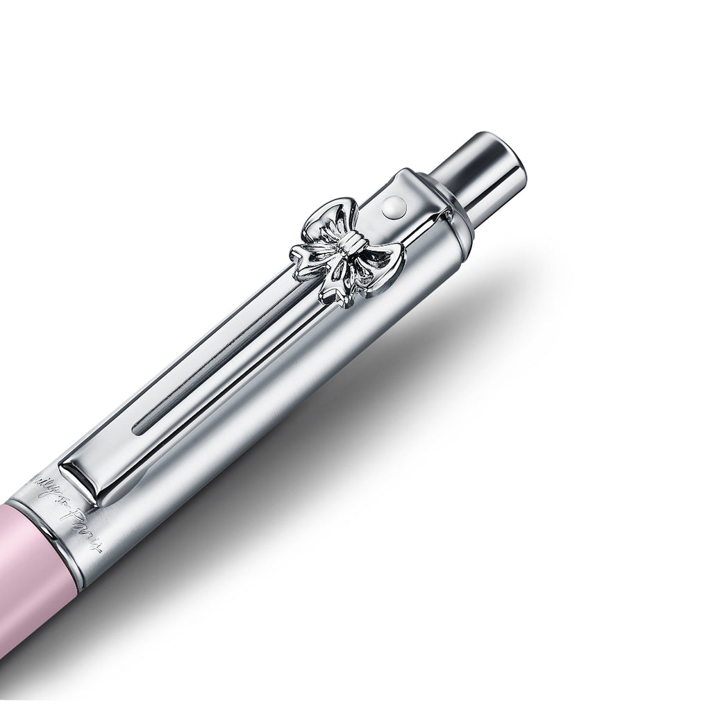 Sheaffer Gift Set ft. Emily in Paris Sentinel 321 Pink Matte Finish Ballpoint Pen with Chrome Trims and Small Hardbound Notebook clip details