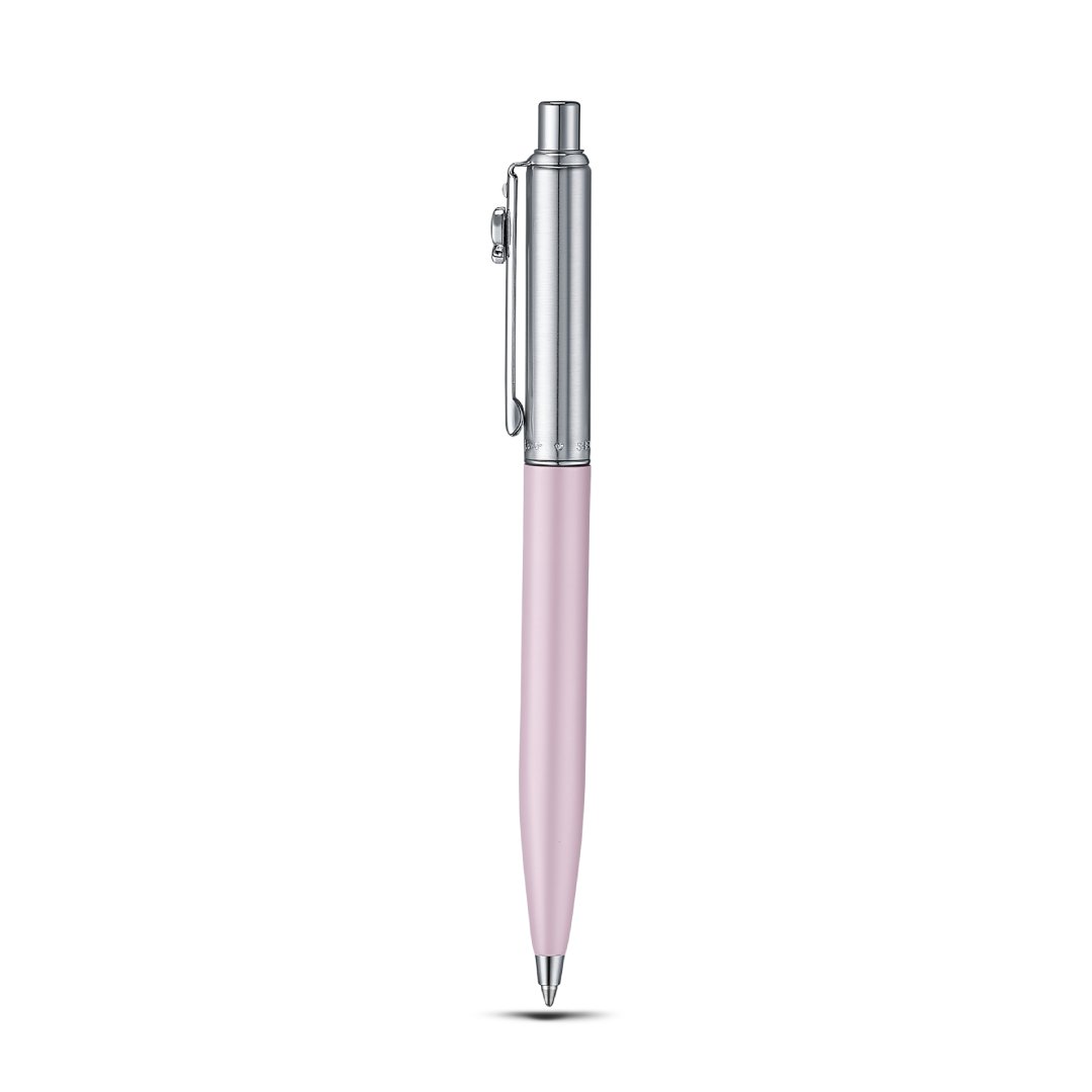 Sheaffer Gift Set ft. Emily in Paris Sentinel 321 Pink Matte Finish Ballpoint Pen with Chrome Trims and Small Hardbound Notebook full upright size view