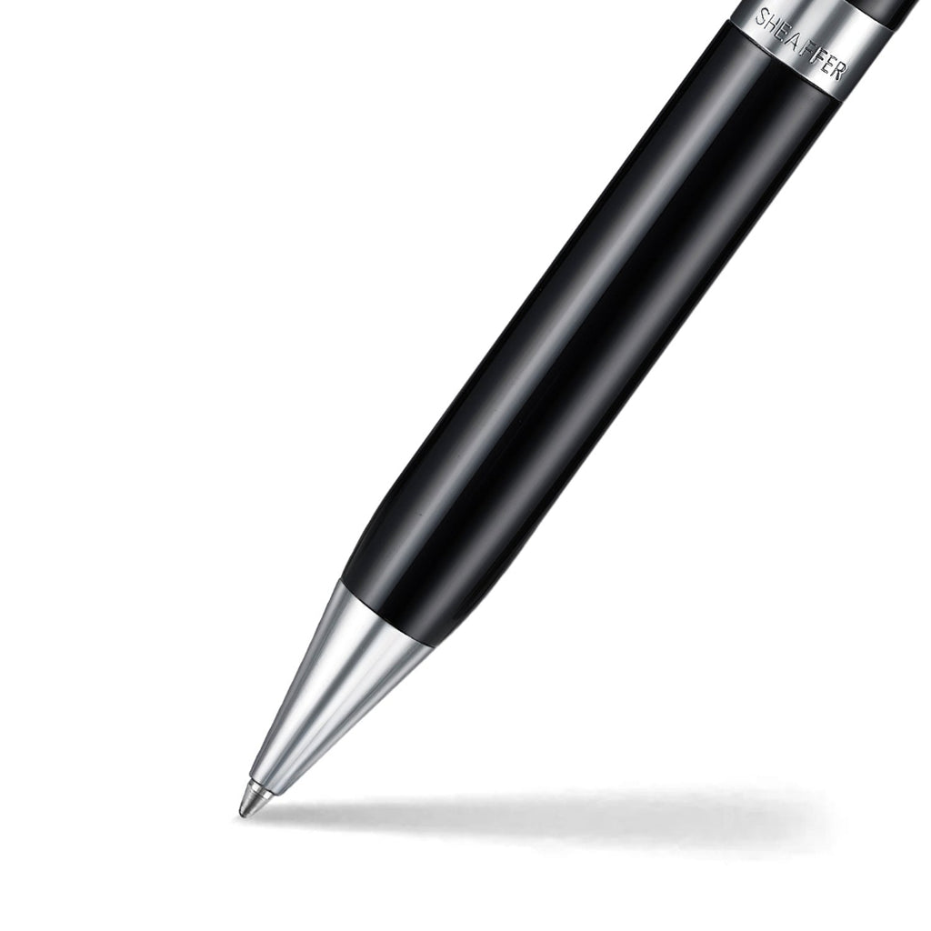 Sheaffer Legacy 9064 Glossy Black Ballpoint Pen With Chrome Trims barrel and tip section