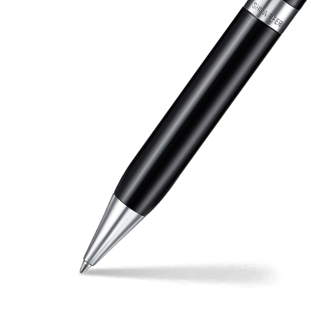 Sheaffer Legacy 9064 Glossy Black Ballpoint Pen With Chrome Trims barrel and tip section
