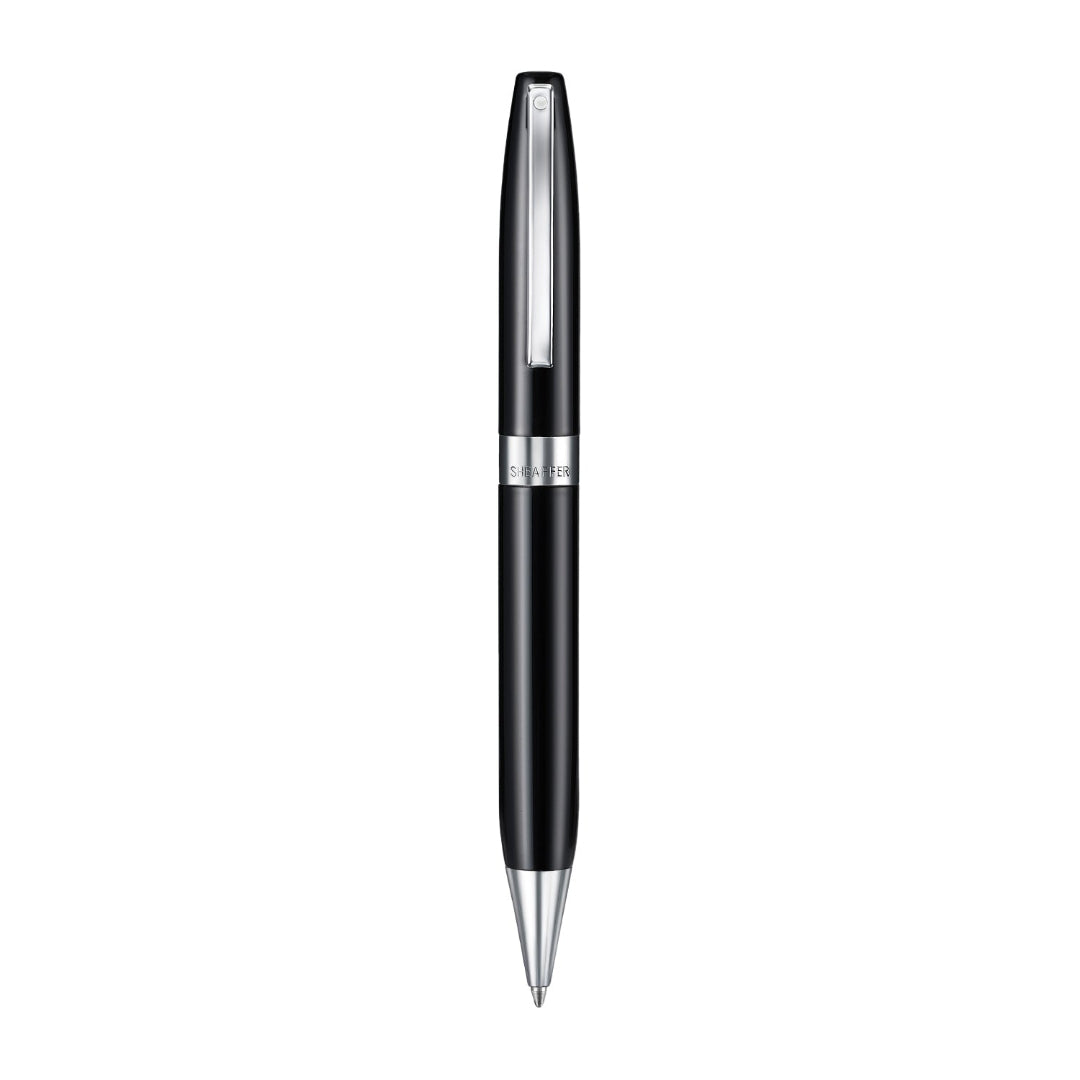 Sheaffer Legacy 9064 Glossy Black Ballpoint Pen With Chrome Trims upright full view