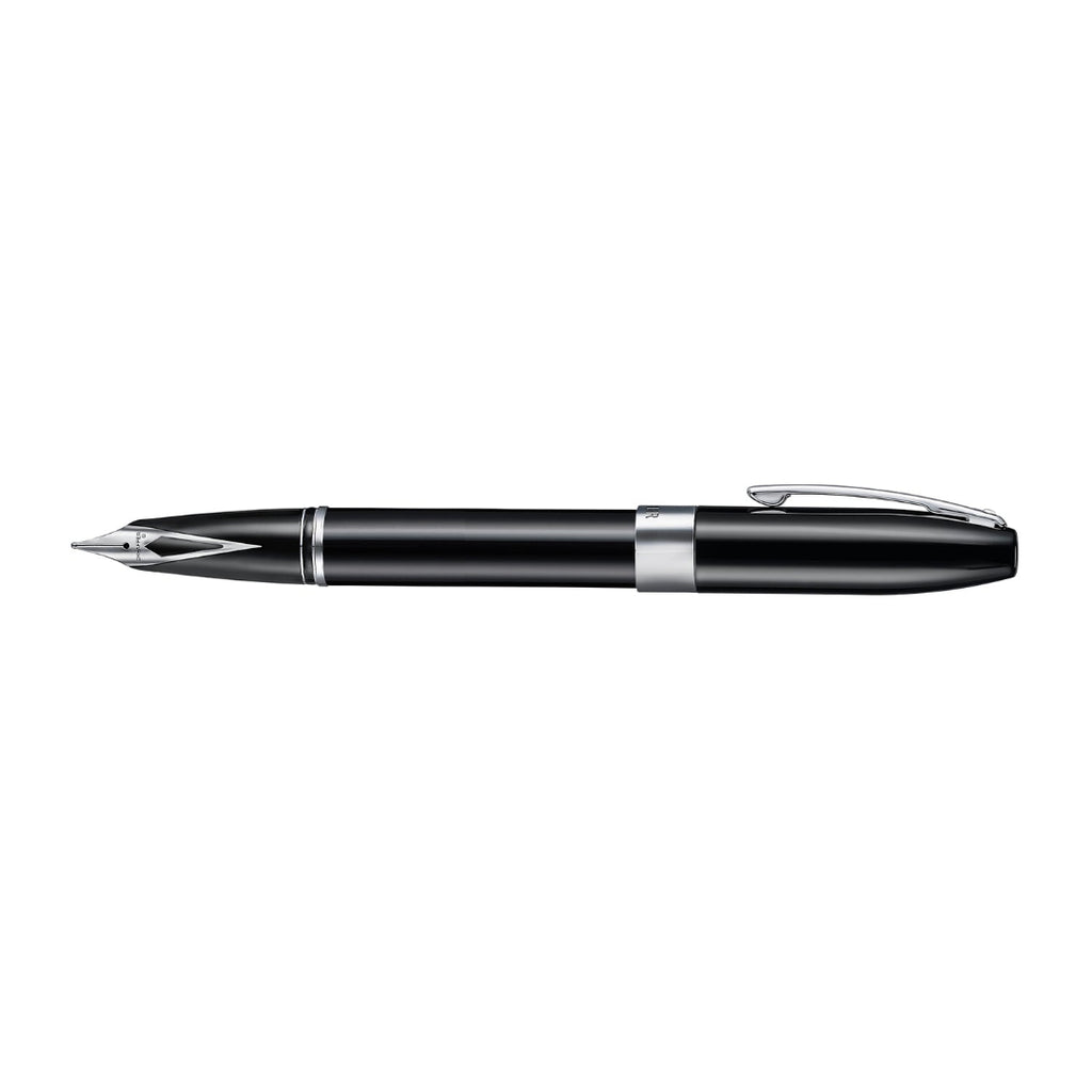 Sheaffer Legacy 9064 Glossy Black Inlaid Nib Fountain Pen with Chrome Trims side profile