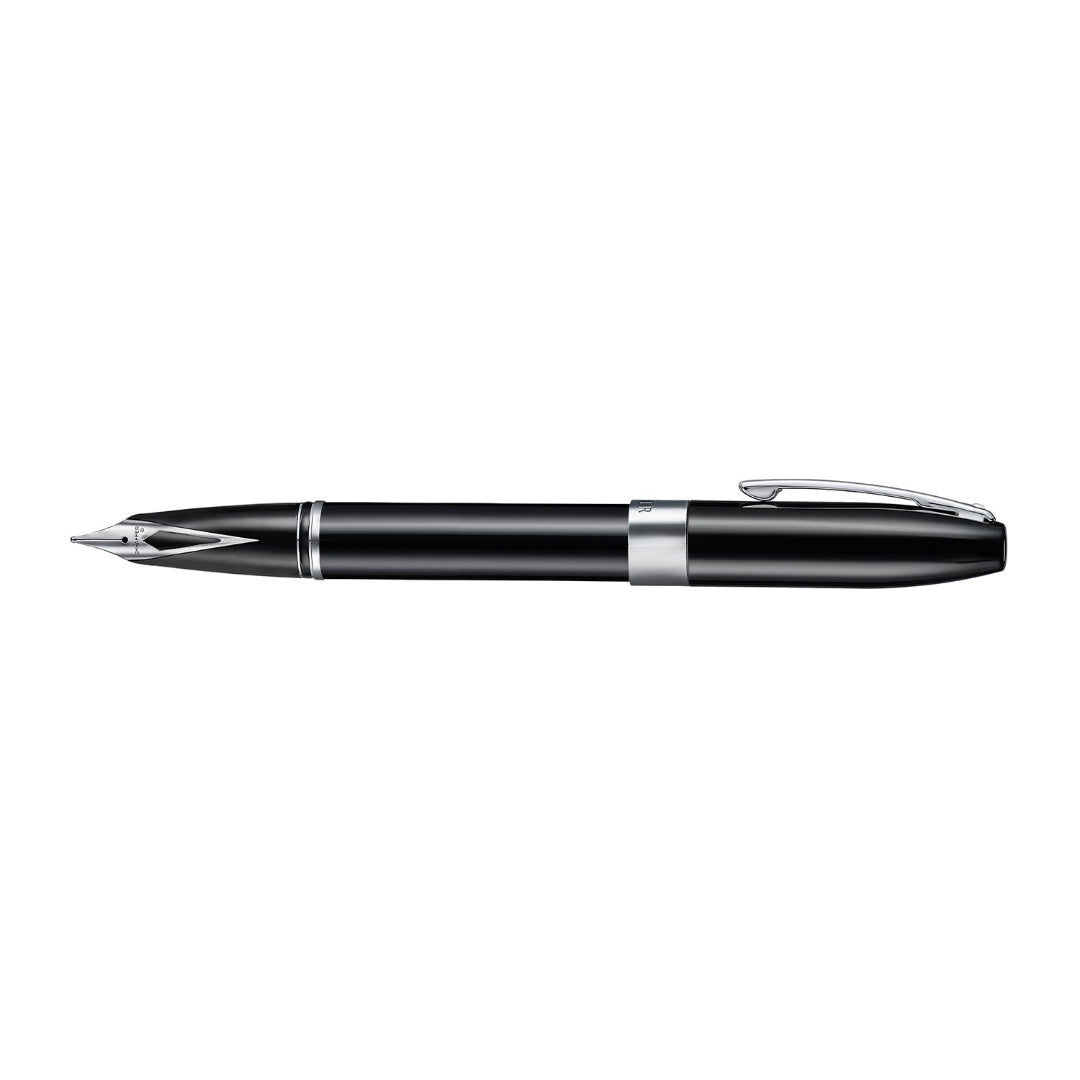 Sheaffer Legacy 9064 Glossy Black Inlaid Nib Fountain Pen with Chrome Trims side profile