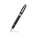 Sheaffer Legacy 9064 Glossy Black Rollerball Pen With Chrome Trims angled writing shot