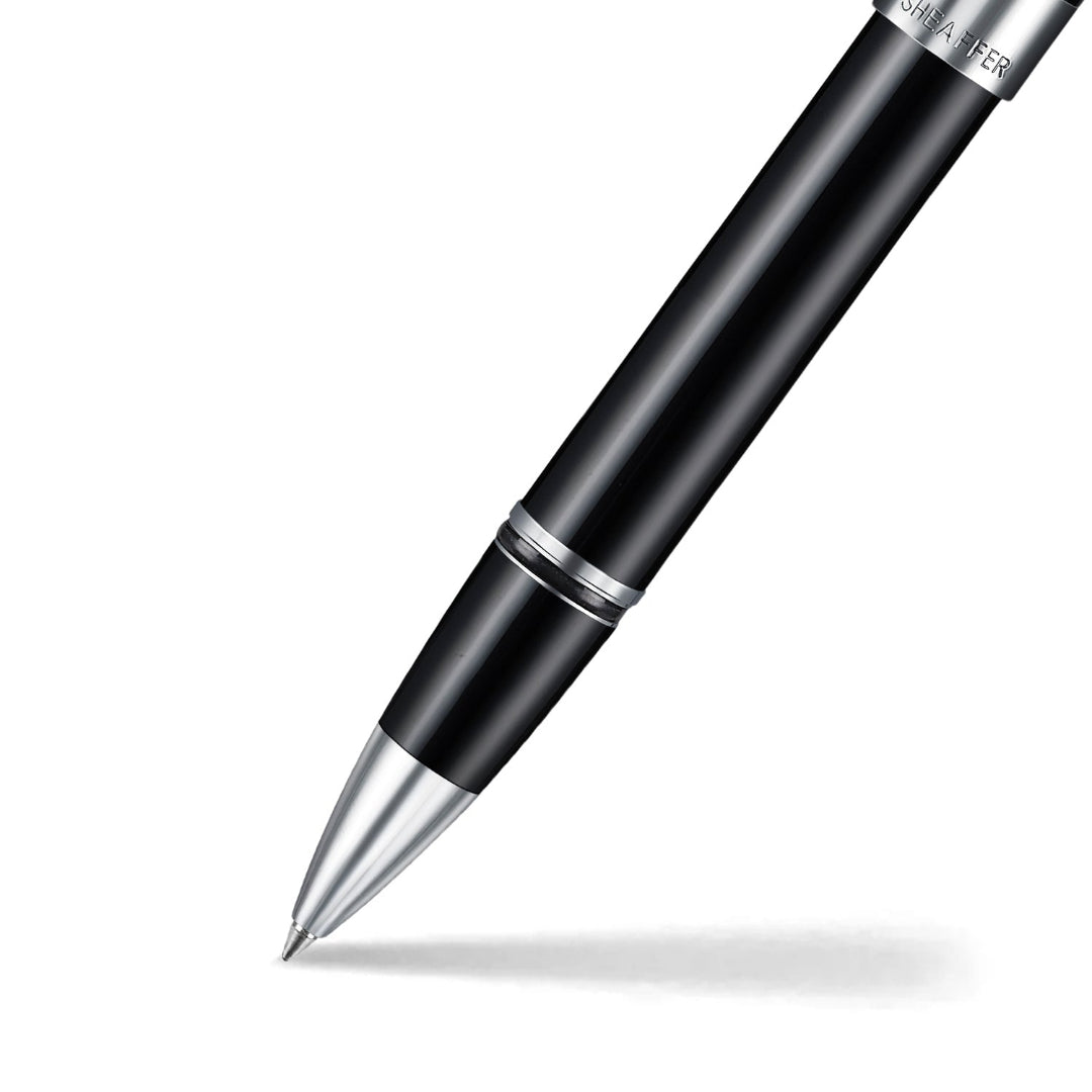 Sheaffer Legacy 9064 Glossy Black Rollerball Pen With Chrome Trims barrel and tip section